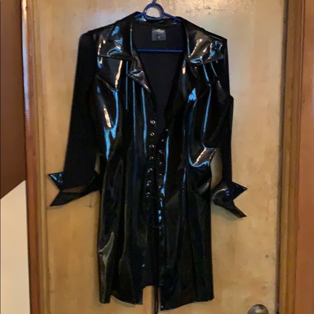 Vegan patent cosplay corset jacket